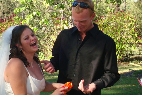 Jody & Aaron having fun with a little ritual during their ceremony