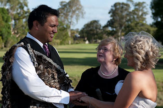 Kristin &
                      Turama with Jennifer Cram, Brisbane Marriage
                      Celebrant