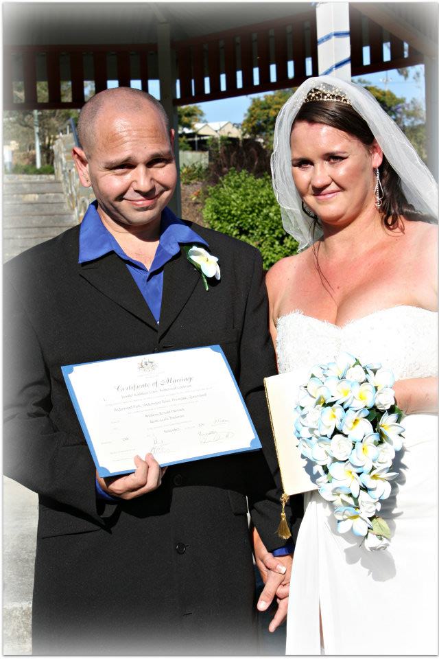 Renee and Tony after their marriage ceremony at Underwood Park