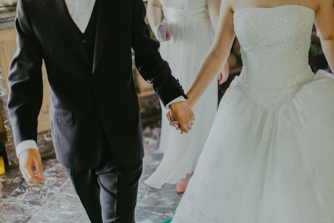 Wedding party walking out of the ceremony