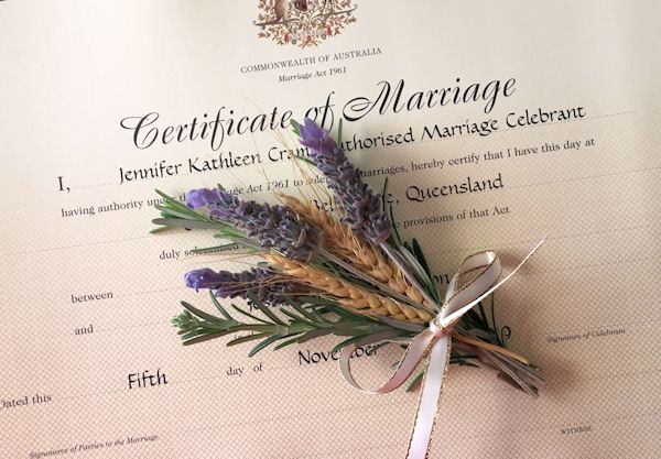 Presentation Marriage
                    Certificate with small bouquet