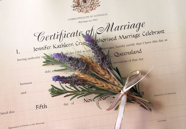 Presentation Marriage
                    Certificate with small bouquet