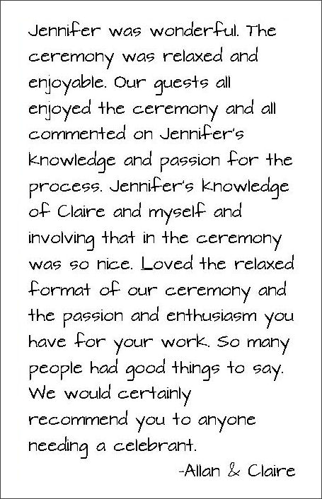 Review of Jennifer Cram, The Celebrant Who Gives
You More