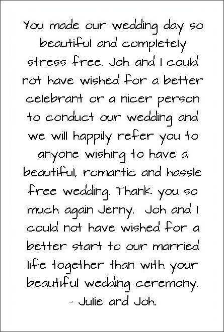 Testimonial about Jennifer Cram Brisbane Marriage
Celebrant