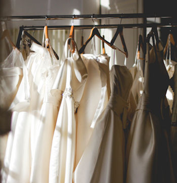 Wedding gowns on rack
