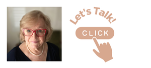 Image of Jennifer Cram, Brisbane Naming
                    Celebrant, who is wearing eyeglasses with red
                    frames, and the words Let's Talk, Click to contact