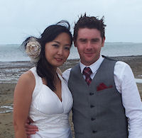 Kevin and Gina after their Irish-Chinese
                  marriage ceremony conducted by Jennifer Cram, Brisbane
                  Marriage Celebrant
