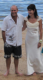 Michelle & Tony's relaxed beach wedding at
                    Scotts Point with Jennifer Cram as marriage
                    celebrant