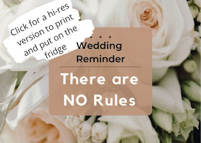 Wedding Reminder - There are no rules Text on
                      a background of roses