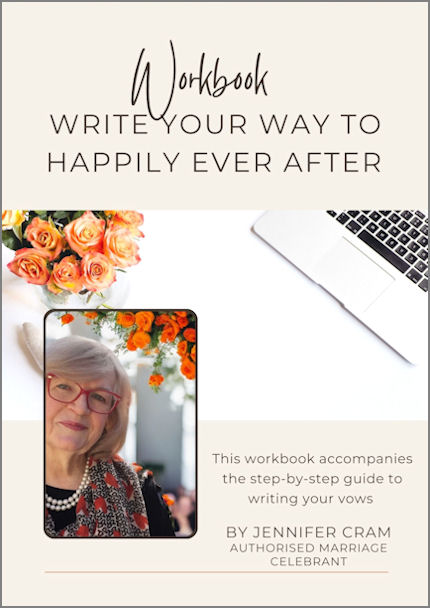 Cover of the
                  workbook that accompanies Write your Way to Happily
                  Ever After: The Easy As Guide to Writing Vows by
                  Jennifer Cram