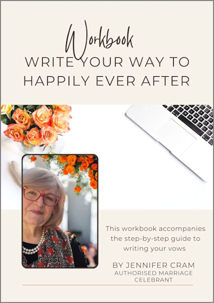 Cover of the
                  workbook that accompanies Write your Way to Happily
                  Ever After: The Easy As Guide to Writing Vows by
                  Jennifer Cram