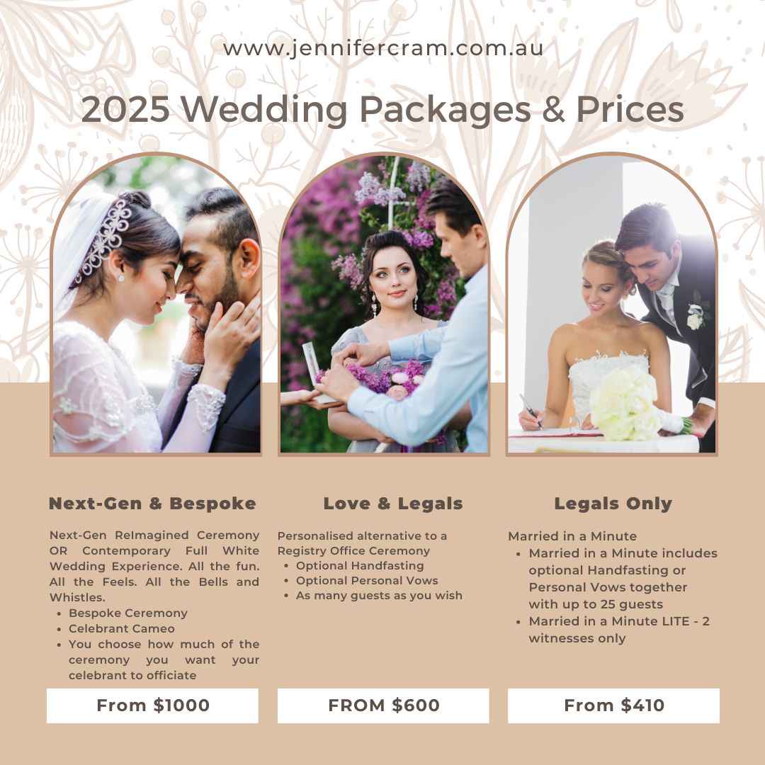 Wedding Ceremony
                  Packages Jennifer Cram Brisbane Marriage Celebrant