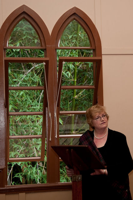 Jennifer Cram,
                        Brisbane Marriage Celebrant officiating a
                        ceremony in the Woodlands Marburg Chapel