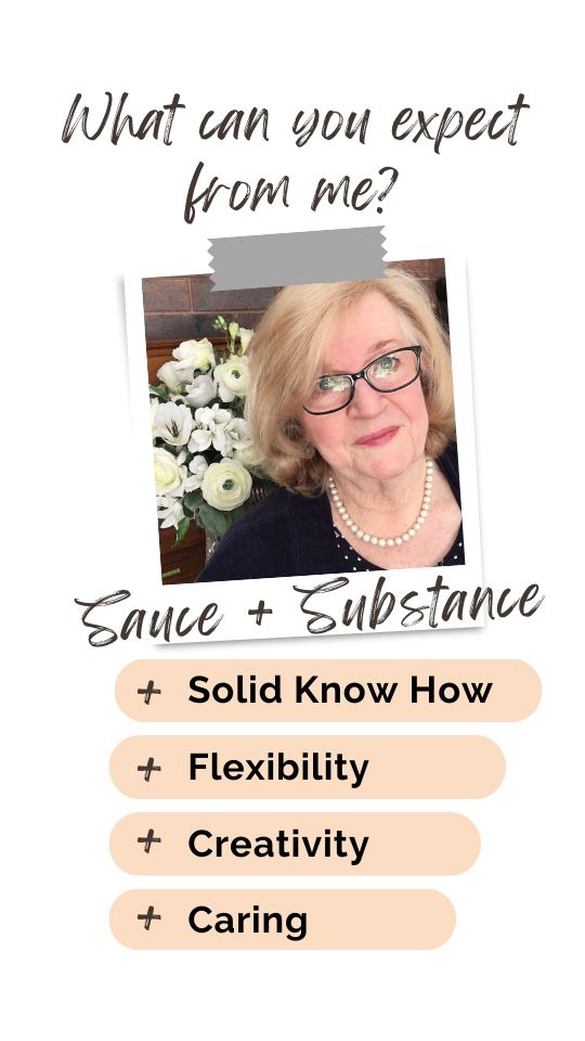 What can you expect from Jennifer Cram, Inclusive
              Brisbane Marriage Celebrant? Sauce & Substance, Solid
              Know How, Flexibility, Creativity, Caring